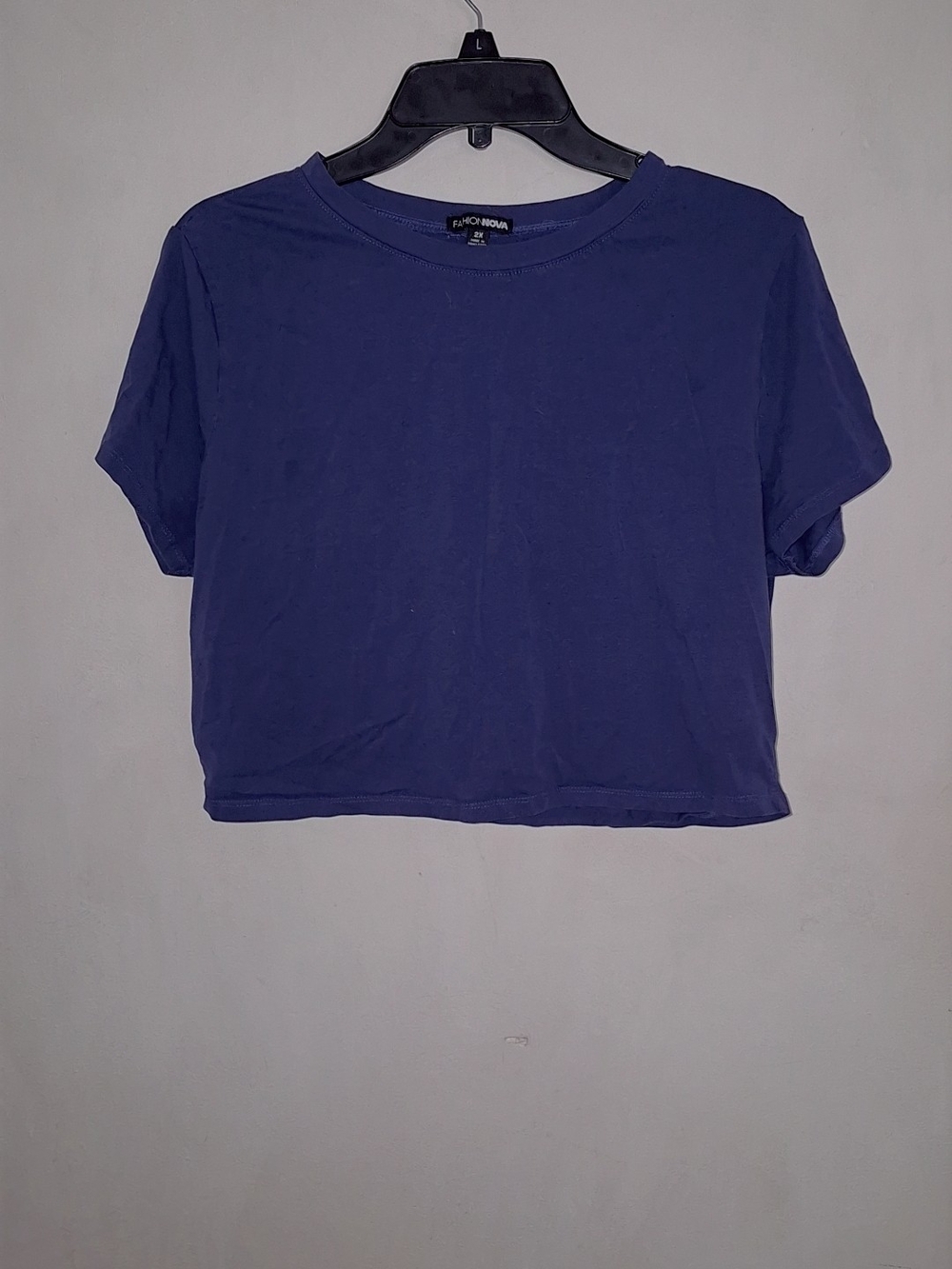 Fashion Nova Navy Blue Cropped Crew Tee